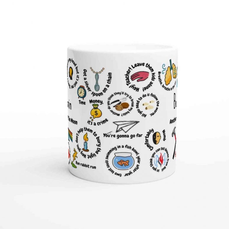 Colorful Lyrics Tribute DSOTM The Wall WYWH Personalized Pink Floyd Mug