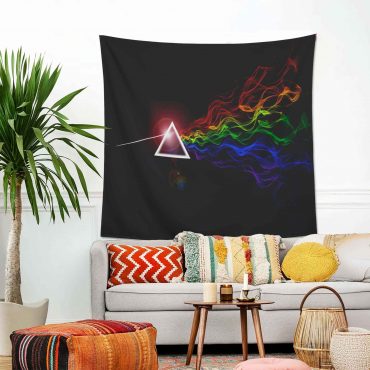 DSOTM Prism Rainbow Smoke Abstract Spectrum Art Pink Floyd Tapestry 12.20.40