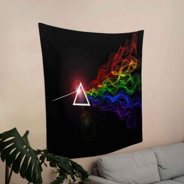 DSOTM Prism Rainbow Smoke Abstract Spectrum Art Pink Floyd Tapestry 12.20.40