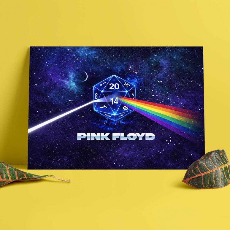 DSOTM x Dungeons and Dragons Dice Pink Floyd Poster