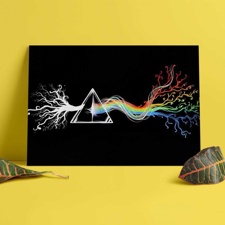 Dark Side Of Roots Prism Pink Floyd Poster Dark Side Of Roots Prism Pink Floyd Poster