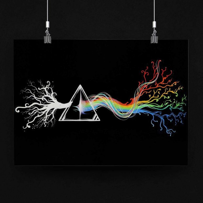 Dark Side Of Roots Prism Pink Floyd Poster Dark Side Of Roots Prism Pink Floyd Poster
