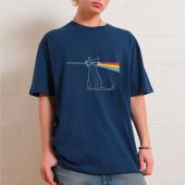 Dark Side Of The Meow Cat Front Shirt Oman Navy - OtherBrick