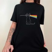 Dark Side Of The Meow Cat Front Shirt Woman Black - OtherBrick