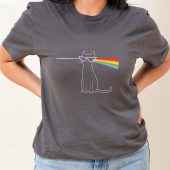 Dark Side Of The Meow Cat Front Shirt Woman Grey - OtherBrick