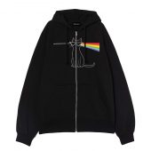 Dark Side Of The Meow Cat Front Ziphoodie Black - OtherBrick