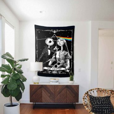 Jack Sally Halloween The Lover Tarot Card Flower Pink Floyd Tapestry