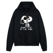 Joe Cool Snoopy Side Of The Moon Front Hoodie Black - OtherBrick