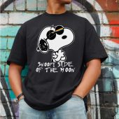 Joe Cool Snoopy Side Of The Moon Front Shirt Man Black - OtherBrick