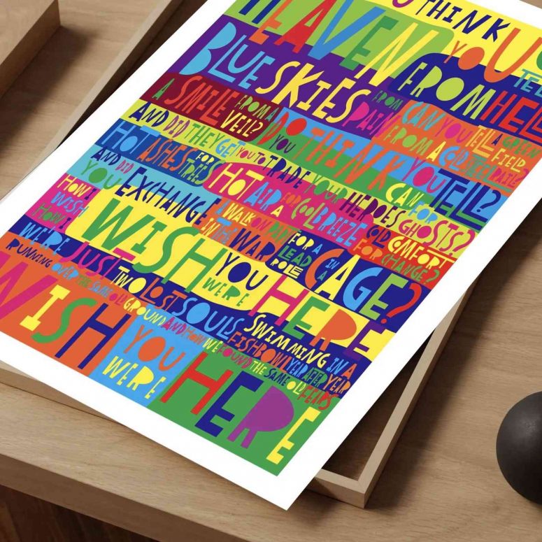 Pink Floyd Wish You Were Here Limited Edition Art Print Signed LyricArt Canvas