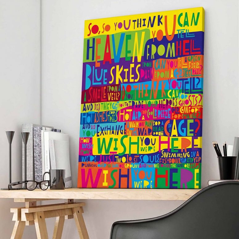 Pink Floyd Wish You Were Here Limited Edition Art Print Signed LyricArt Canvas