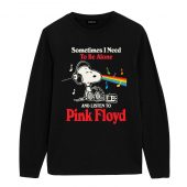 Snoopy Sometimes I Need To Be Alone And Listen To Pf Front Longsleeve Black - OtherBrick
