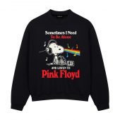 Snoopy Sometimes I Need To Be Alone And Listen To Pf Front Sweatshirt Black - OtherBrick