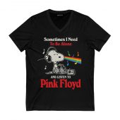 Snoopy Sometimes I Need To Be Alone And Listen To Pf Front Vneck Black - OtherBrick