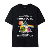 Snoopy And Charlie Brown Always Listen To Comfortably Numb Peanuts Front Tshirt Black - OtherBrick