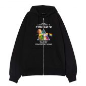 Snoopy And Charlie Brown Always Listen To Comfortably Numb Peanuts Front Ziphoodie Black - OtherBrick