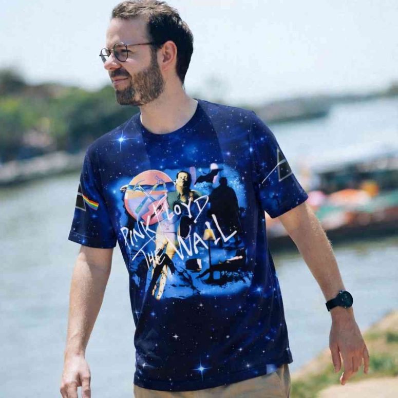 The Wall Blue Galaxy Hammer Screaming Face Pink Floyd Shirt