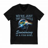 We Re Just Two Lost Soul Swimming Fish Bowl Skull Dsotm Pink Floyd Shirt 00 Front Vneck Black - OtherBrick