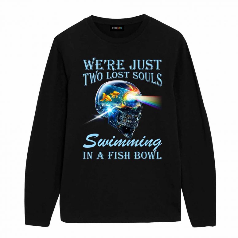 We're Just Two Lost Soul Swimming Fish Bowl Skull DSOTM Pink Floyd Shirt