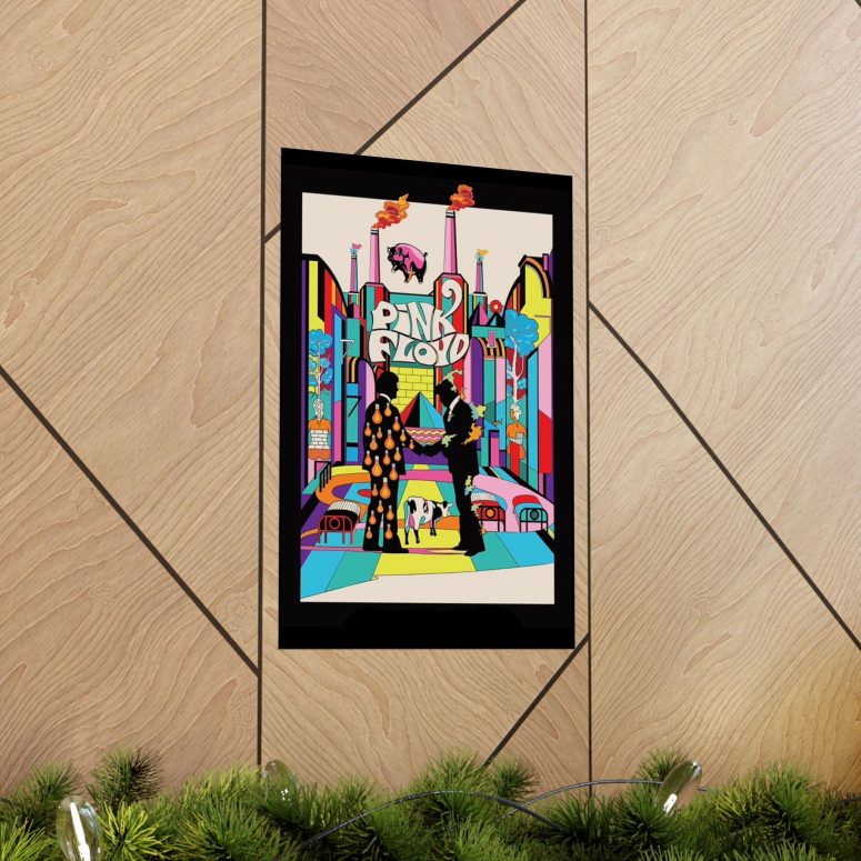 Wish You Were Here Colorful Animals Pink Floyd Poster