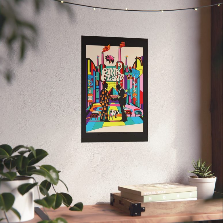 Wish You Were Here Colorful Animals Pink Floyd Poster