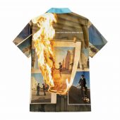 Wish You Were Here Poster Burning Fire Pink Floyd Hawaiian Shirt Backk - OtherBrick