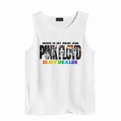 Music Is My Drug Pink Floyd Front Tank White - OtherBrick
