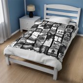 Pink Floyd Artwork Poster Collage Black White Velveteen Plush Blanket Bed - OtherBrick