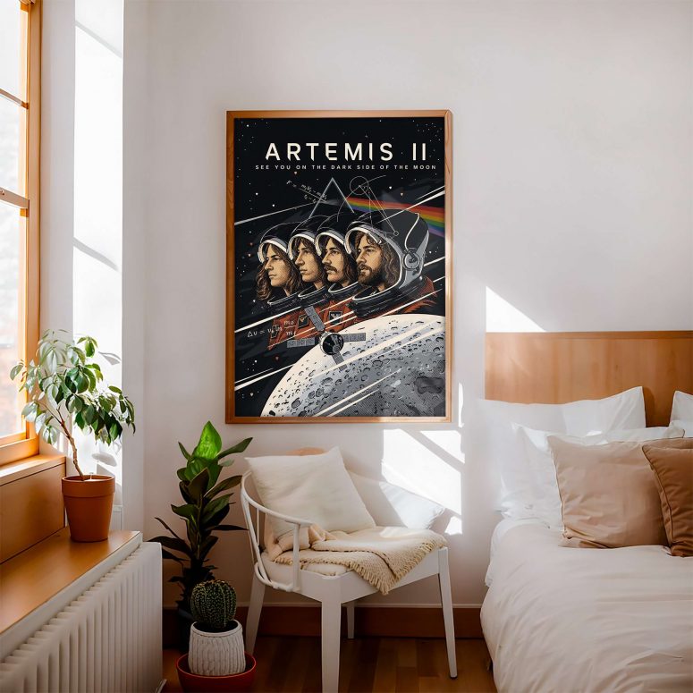 Pink Floyd Poster - Artemis II See You On The Dark Side Of The Moon Pink Floyd Poster - Artemis II See You On The Dark Side Of The Moon