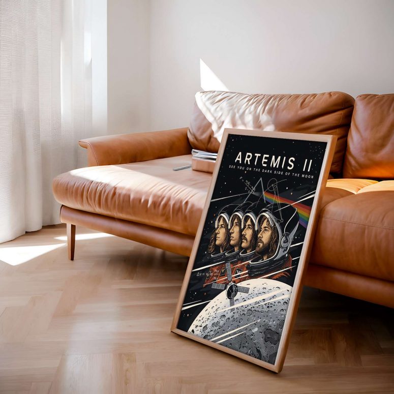 Pink Floyd Poster - Artemis II See You On The Dark Side Of The Moon Pink Floyd Poster - Artemis II See You On The Dark Side Of The Moon