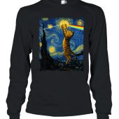 Cat Starry Night Touching Moon Van Gogh Dsotm Pink Floyd Shirt Long - OtherBrick