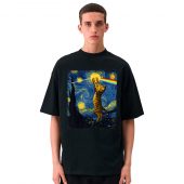 Pink Floyd Shirt - Cat Starry Night Touching Moon Van Gogh DSOTM