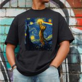 Pink Floyd Shirt - Cat Starry Night Touching Moon Van Gogh DSOTM