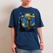 Pink Floyd Shirt - Cat Starry Night Touching Moon Van Gogh DSOTM