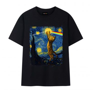 Pink Floyd Shirt - Cat Starry Night Touching Moon Van Gogh DSOTM Pink Floyd Shirt - Cat Starry Night Touching Moon Van Gogh DSOTM