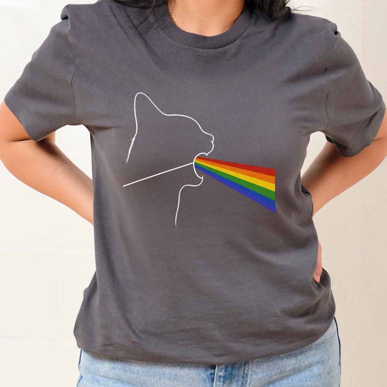 Dark Side of the Meoooow Funny Pink Floyd Shirt