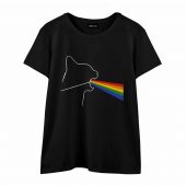 Dark Side Of The Meoooow Funny Pink Floyd Front Wtee Black - OtherBrick