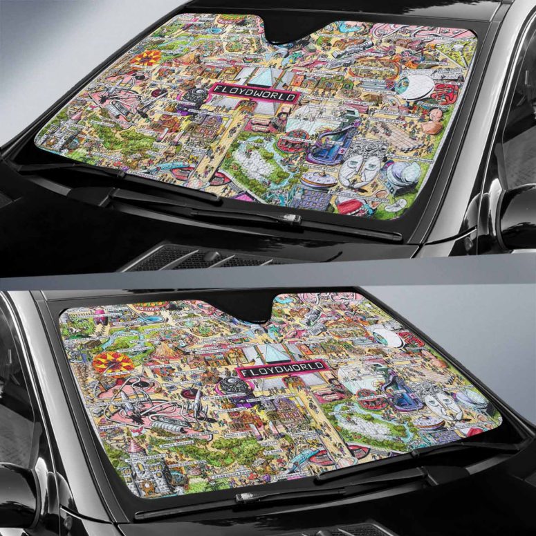 Pink Floyd Auto Sun Shade - Floydworld Amusement Parks Album Collage Pink Floyd Auto Sun Shade - Floydworld Amusement Parks Album Collage
