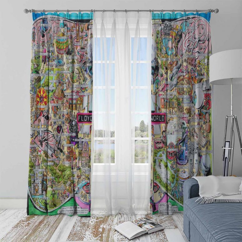 Pink Floyd Window Curtain - Floydworld Amusement Parks Album Collage Pink Floyd Window Curtain - Floydworld Amusement Parks Album Collage