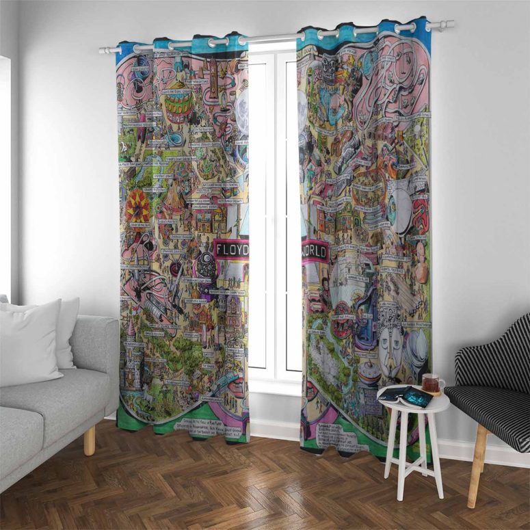 Pink Floyd Window Curtain - Floydworld Amusement Parks Album Collage Pink Floyd Window Curtain - Floydworld Amusement Parks Album Collage