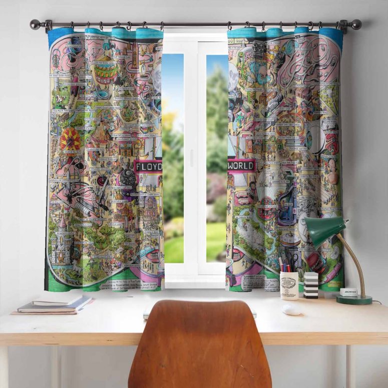 Pink Floyd Window Curtain - Floydworld Amusement Parks Album Collage Pink Floyd Window Curtain - Floydworld Amusement Parks Album Collage
