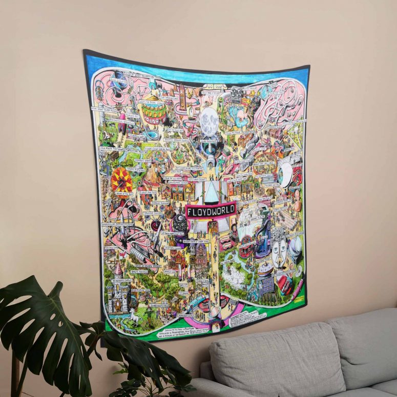 Pink Floyd Tapestry - Floydworld Amusement Parks Album Collage Pink Floyd Tapestry - Floydworld Amusement Parks Album Collage