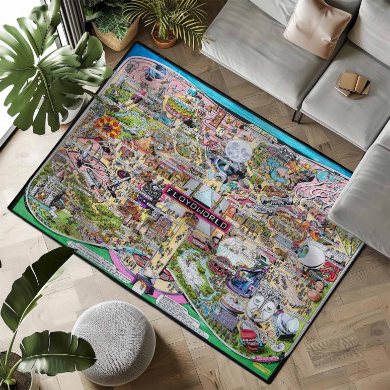 Pink Floyd Rug - Floydworld Amusement Parks Album Collage Pink Floyd Rug - Floydworld Amusement Parks Album Collage