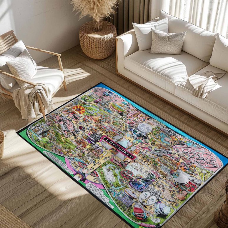 Pink Floyd Rug - Floydworld Amusement Parks Album Collage Pink Floyd Rug - Floydworld Amusement Parks Album Collage