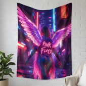 Neon Angel Pink Floyd In Cyberpunk City Tapestry Main - OtherBrick
