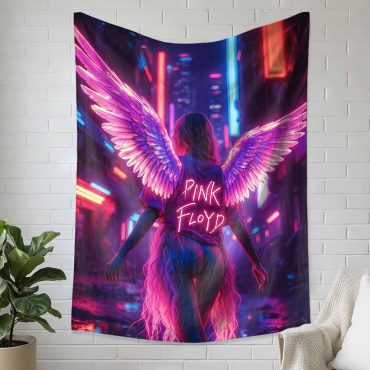 Neon Angel Pink Floyd In Cyberpunk City Tapestry