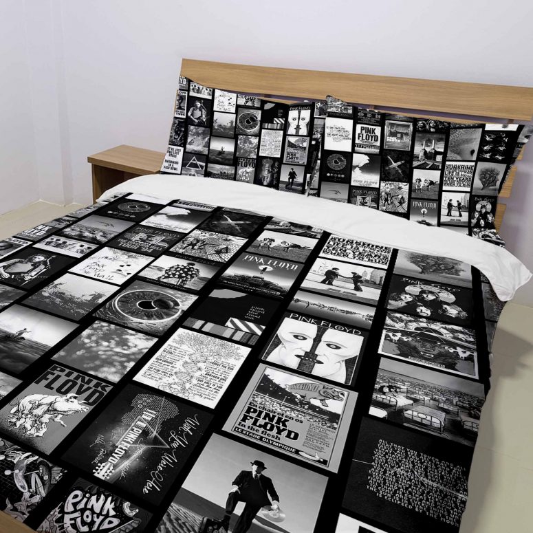 Pink Floyd Artwork Poster Collage Black White Bedding Set Pink Floyd Artwork Poster Collage Black White Bedding Set