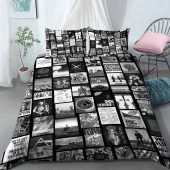 Pink Floyd Artwork Poster Collage Black White Bedding Set Bedding Set Mockup C - OtherBrick