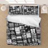 Pink Floyd Artwork Poster Collage Black White Bedding Set Bedding Set Mockup D - OtherBrick