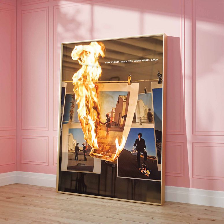Pink Floyd Poster - Wish You Were Here Burning Fire SACD Pink Floyd Poster - Wish You Were Here Burning Fire SACD